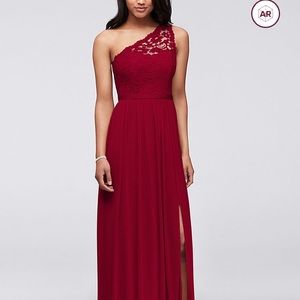 Long One Shoulder Lace Bridesmaid Dress